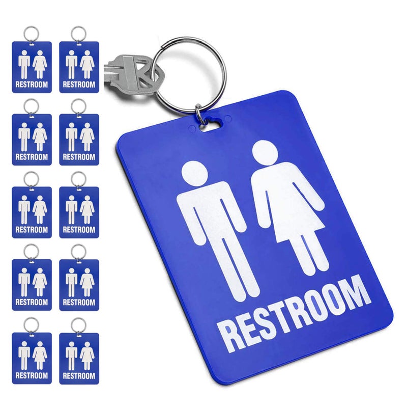Lucky Line - Unisex Restroom Pass Key Tag, Plastic with Split Key Ring Keychain Identifier for Restaurant, Office, Gas Station, 10 Per Pack (53200) - Image 1